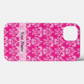 Heißrosa Damastmuster Case-Mate iPhone Hülle (Rückseite (Horizontal))