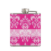 Heißrosa Damastmuster Flachmann (Rückseite)