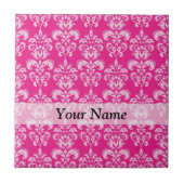 Heißrosa Damastmuster Fliese (Vorderseite)