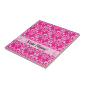 Heißrosa Damastmuster Fliese (Seite)