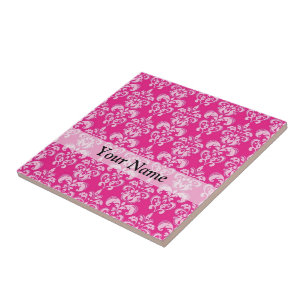 Heißrosa Damastmuster Fliese