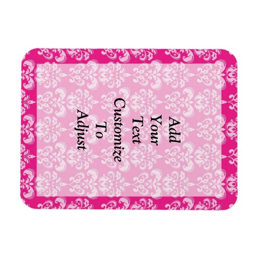 Heißrosa Damastmuster Magnet (Horizontal)