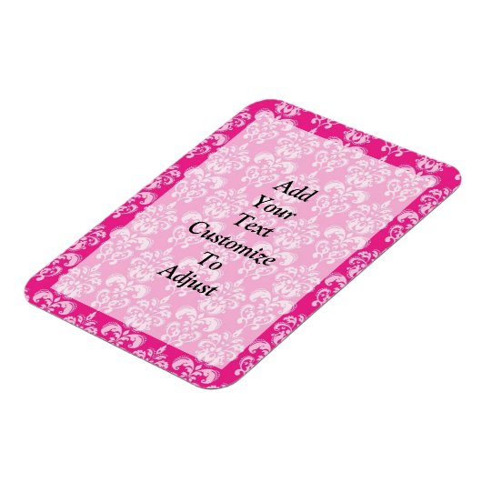 Heißrosa Damastmuster Magnet (Linke Seite)