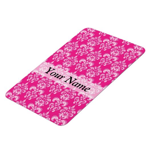 Heißrosa Damastmuster Magnet (Linke Seite)