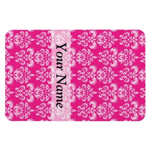Heißrosa Damastmuster Magnet (Horizontal)