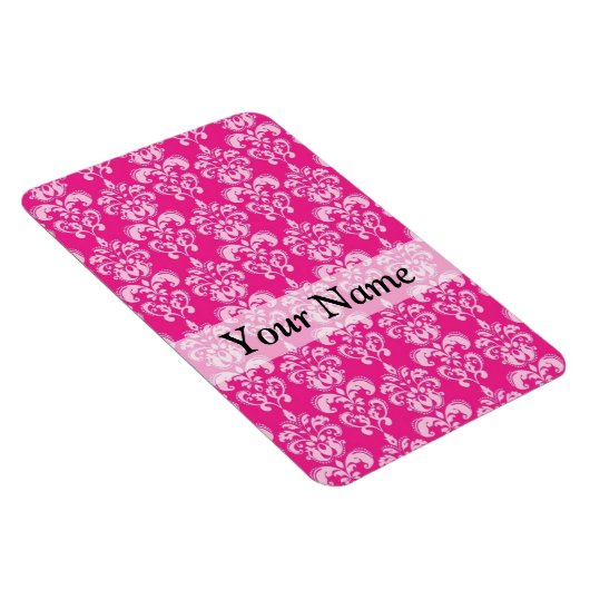Heißrosa Damastmuster Magnet (Rechte Seite)