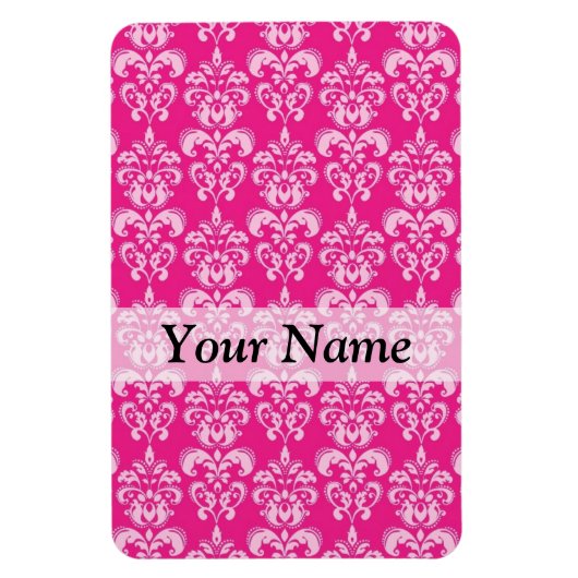 Heißrosa Damastmuster Magnet (Vertikal)