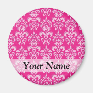 Heißrosa Damastmuster Magnet