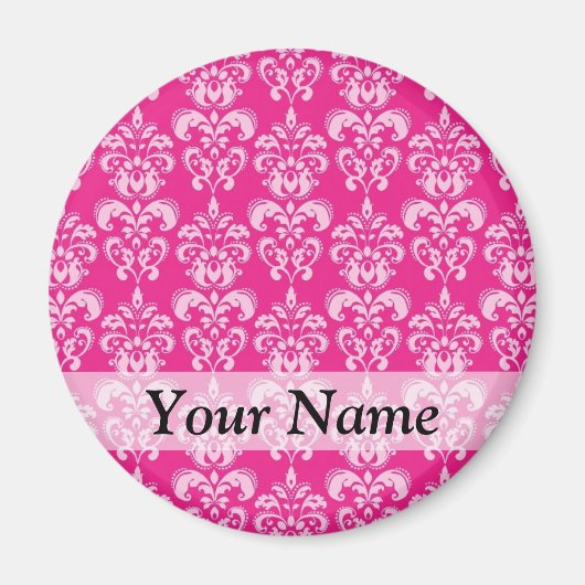 Heißrosa Damastmuster Magnet (Vorne)