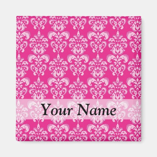 Heißrosa Damastmuster Magnet (Vorne)