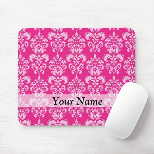 Heißrosa Damastmuster Mousepad (Mit Mouse)