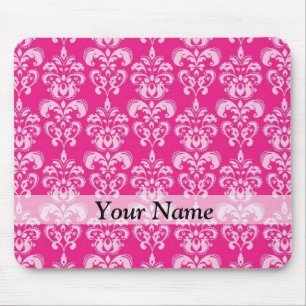 Heißrosa Damastmuster Mousepad