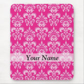 Heißrosa Damastmuster Mousepad (Vorne)