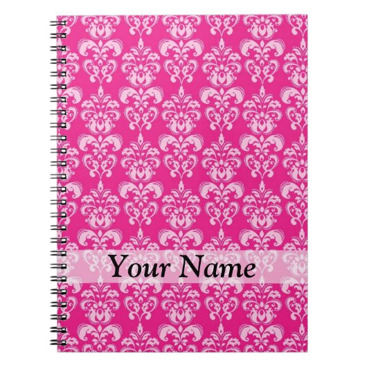 Heißrosa Damastmuster Notizblock (Vorderseite)