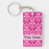 Heißrosa Damastmuster Schlüsselanhänger (Vorderseite)