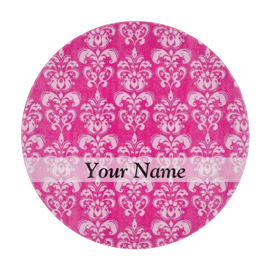 Heißrosa Damastmuster Schneidebrett (Vorderseite)