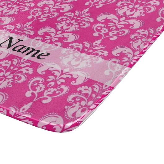 Heißrosa Damastmuster Schneidebrett (Ecke)