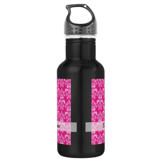 Heißrosa Damastmuster Trinkflasche (Rückseite)