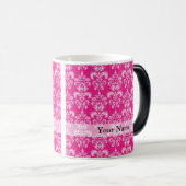 Heißrosa Damastmuster Verwandlungstasse (VorderseiteRechts)