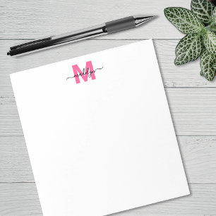 Heißrosa einfaches Monogramm Notizblock