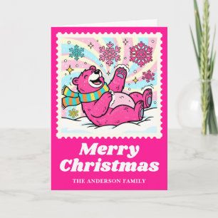 Heissrosa Eisbär Weihnachtsfeier Briefmarke Feiertagskarte