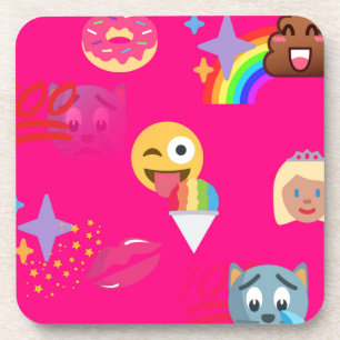 heißrosa Emoji Getränkeuntersetzer