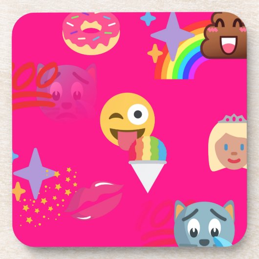 heißrosa Emoji Getränkeuntersetzer (Vorderseite)