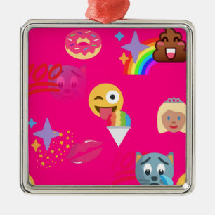 heißrosa Emoji Ornament Aus Metall