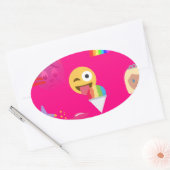 heißrosa Emoji Ovaler Aufkleber (Umschlag)