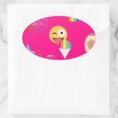 heißrosa Emoji Ovaler Aufkleber (Tasche)