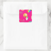 heißrosa Emoji Quadratischer Aufkleber (Tasche)