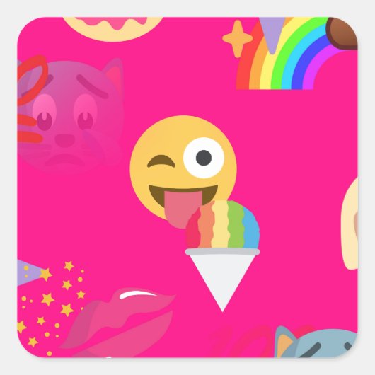 heißrosa Emoji Quadratischer Aufkleber (Vorderseite)