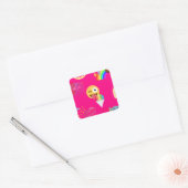 heißrosa Emoji Quadratischer Aufkleber (Umschlag)