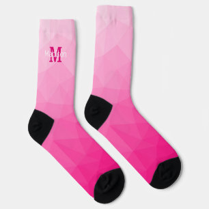 Heißrosa Farbverlauf Geometrisches Netz Muster Mon Socken