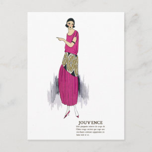 Heißrosa Flapper-Kleid im Stil der 1920er Jahre Ar Postkarte