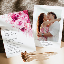 Heißrosa Florale Foto-Rücken-Hochzeit