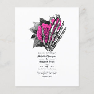 Heißrosa florale gotische Hochzeitseinladung Flyer