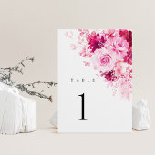 Heißrosa florale Hochzeitstischnummern