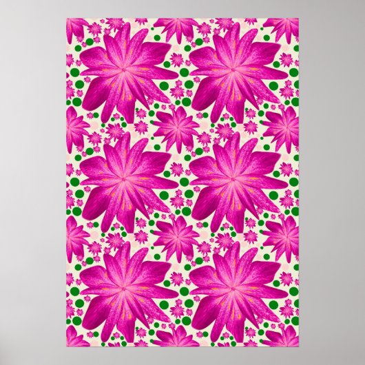 Heißrosa florales nahtloses Muster Poster (Vorne)