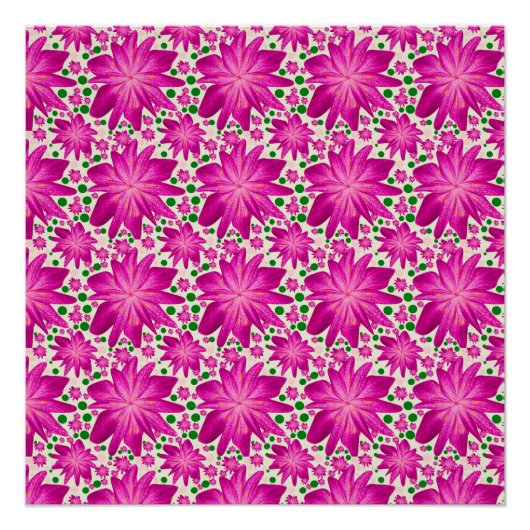 Heißrosa florales nahtloses Muster Poster (Vorderseite)