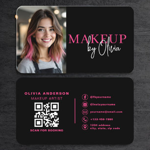 Heißrosa Foto-Makeup-Artist QR-Code Visitenkarte