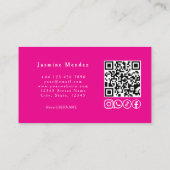 Heißrosa Foto QR Code Haarstudio Visitenkarte (Rückseite)