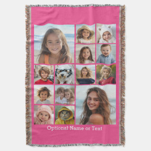 Heißrosa-Fotocollage - modernes 14-Bilder-Raster Decke