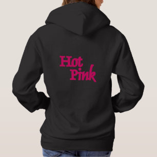 Heißrosa Frauen schwarze Kapuzenjacke Rücken Hoodie