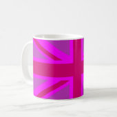 Heißrosa Fuchsien Union Jack Dekor Kaffeetasse (Vorderseite Links)