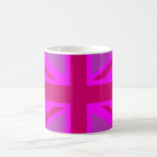 Heißrosa Fuchsien Union Jack Dekor Kaffeetasse (Mittel)