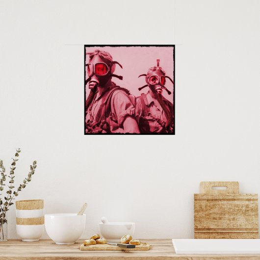 Heißrosa Gasmasken Poster (Küche)