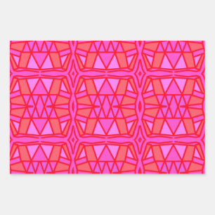 Heißrosa geometrisch für jeden Anlass Geschenkpapier Set