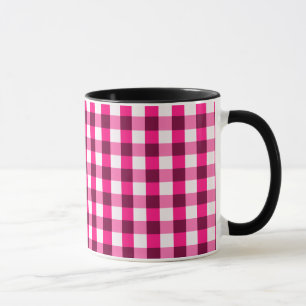 Heißrosa Gingham-Muster Tasse