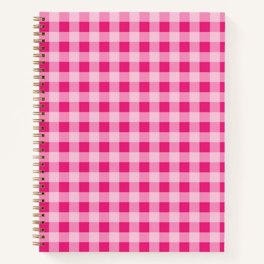 Heißrosa Gingham-Notizbuch Notizblock (Vorderseite)
